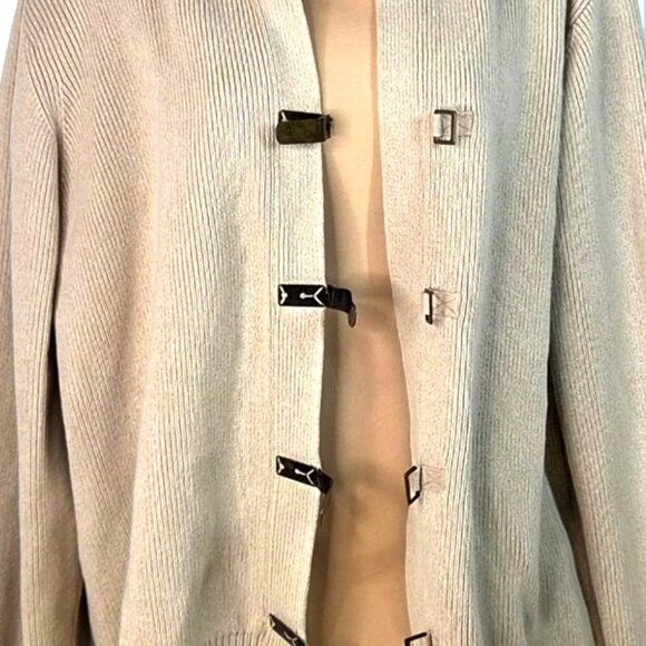 Liz Claiborne Beige Cotton Toggle Closure Cardigan Sweater XL Womens - Picture 5 of 7